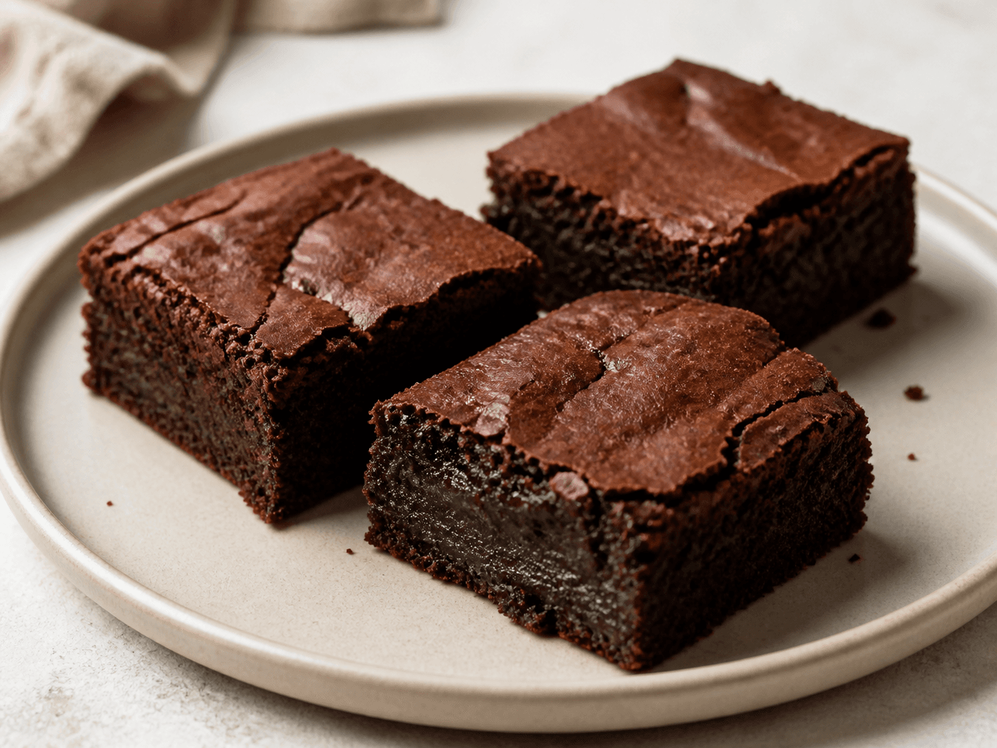Brownie fondant au chocolat noir, présentation du plat terminé