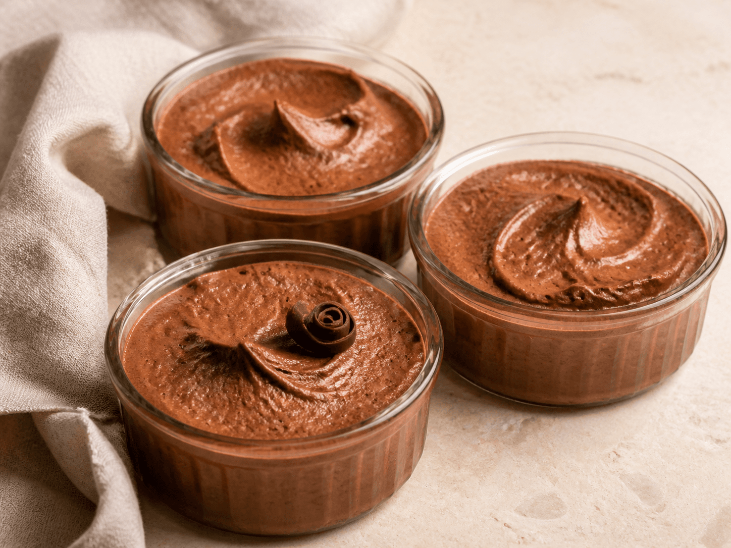 Mousse au chocolat noir, présentation du plat terminé